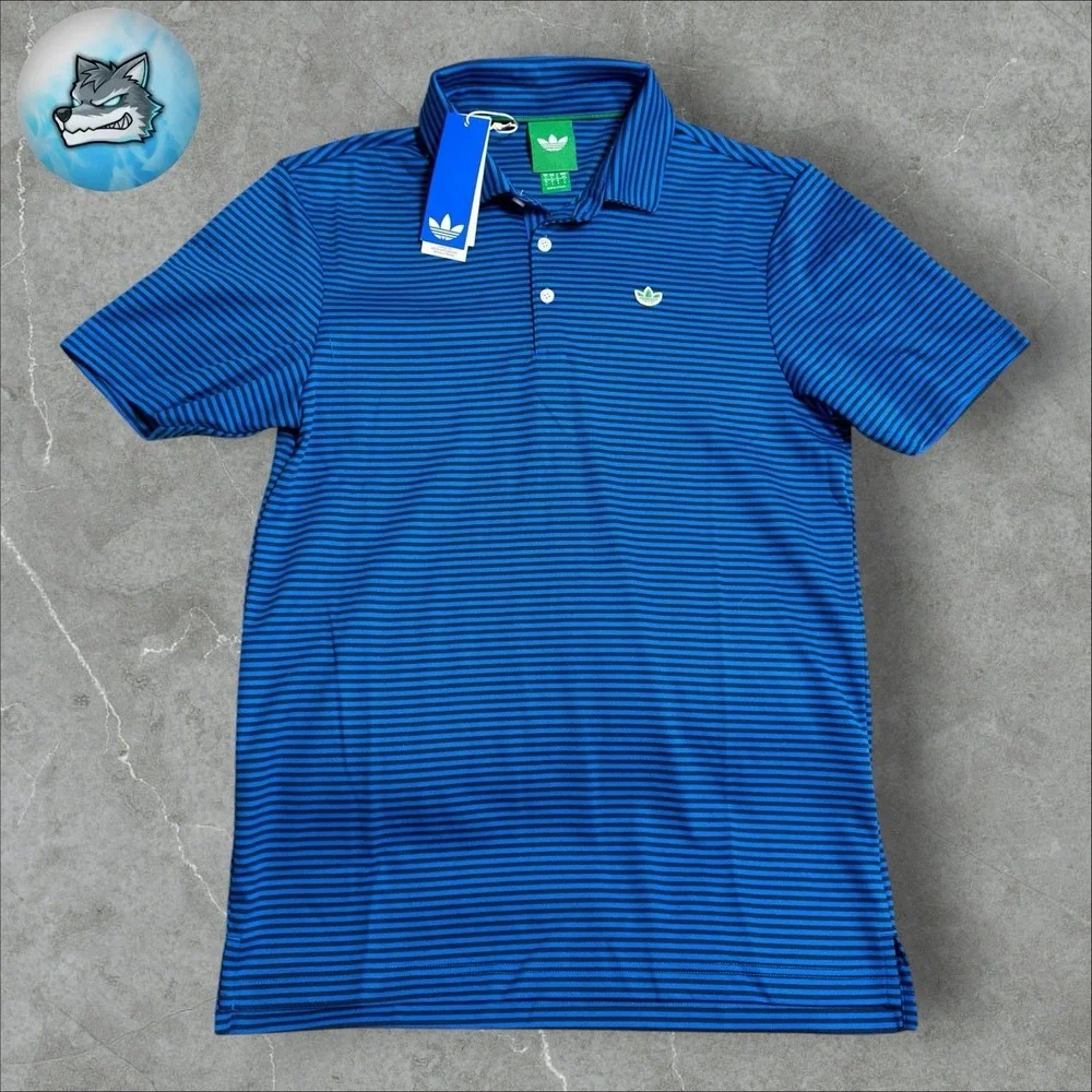 adidas Originals Trefoil Striped Pique Polo Shirt Men's S Bluebird/Indigo JY9097